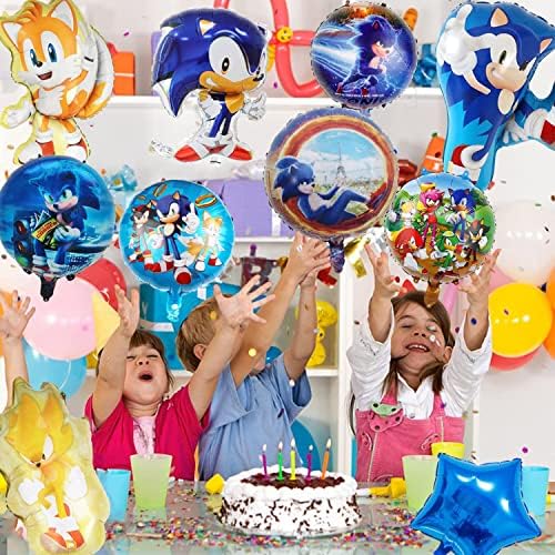 12 Db Sonic Héliumos Fólia Lufi,a sündisznó téma szülinapi party dekoráció, gyerekeknek, baba zuhany lakberendezés