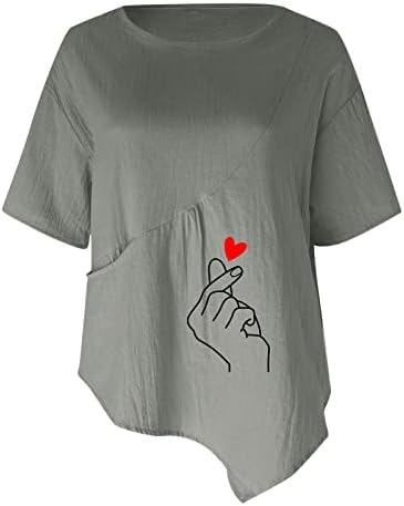 Pamut Ágynemű Tee Női Nyári Rövid Ujjú Zsebében Maximum Trendi Nyomtatás Sleeve Laza Fit Kényelmes Tunika Blúz