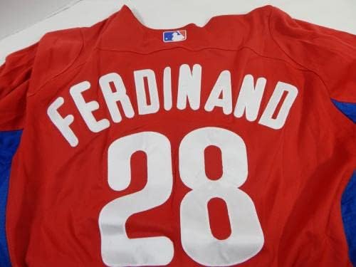 2011-13-as Philadelphia Phillies Nick Ferdinánd 28 Játékban Használt Piros Mez ST BP 48 8 - Game Használt MLB Mezek