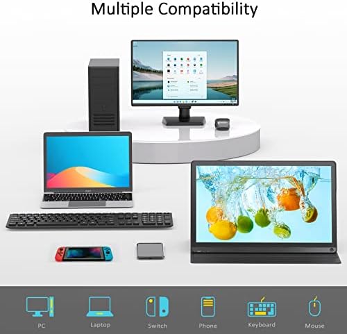 EYETOO Hordozható Monitor, 15.6 hüvelyk, Hordozható, Monitor, Laptop 1080P FHD IPS Monitor, Dual C-Típusú/Mini HDMI/Micro