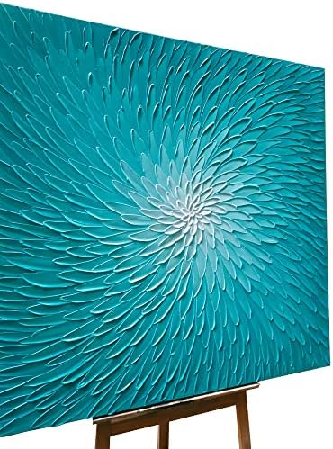 Bayland Gyűjtemény 30x30 Centis - Ban Kézzel Festett Modern Művészet Nehéz Textúra Kék Virág Memória Absztrakt Festmény,