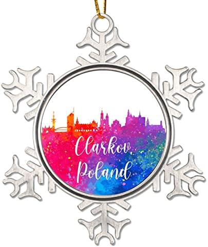 Lengyelország Clarkov Karácsonyi Lógó Dísz Lengyelország Clarkov Akvarell Művészeti Városkép Fém Hópehely Dísz Ünnepek Dekorációs