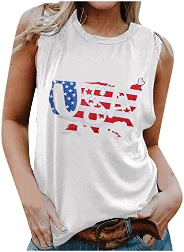 Hazafias Pólók Női július 4 Tank Ujjatlan Felsők Női Amerikai Zászló Nyomtatás Póló USA Graphic Tee Edzés Blúz