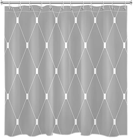 LB Szürke Minimalista Zuhanyzó Függöny, Dekor Modern Szürke, Fehér Geometrikus Minta Mintás zuhanyfüggöny Fürdőszoba 72X78