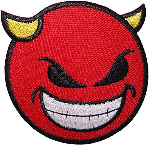Vörös Ördög Emoji Boldog Arcát, Hímzett Vas / Varrjuk Fel A Tapaszt, Póló, Kabát, Táska, Kalap Jelvény