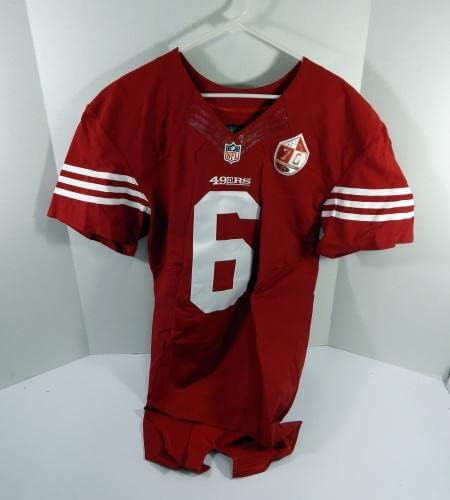 2013-ban a San Francisco 49ers Jeff Driskel 6 Játék Kiadott Piros Jersey-ben, 70 Évvel P 42 0 - Aláíratlan NFL Játék Használt
