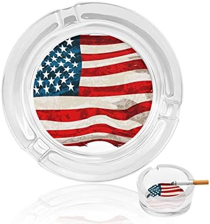 Évjárat amerikai Zászló Üveg Hamutartó a Cigaretta vagy Szivar Kerek hamutartó az Esetben Jogosult az Asztal Asztali Dekoráció