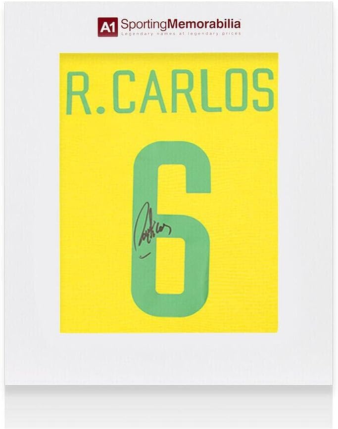 Roberto Carlos Aláírt Retro Brazília Ing, Száma 6 - Díszdobozban Autogram - Dedikált Foci Mezek