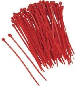 Kábelek egyesült KIRÁLYSÁG 4.8 mm x 200mm x 100 Csomag Nylon Kábel Köti Piros