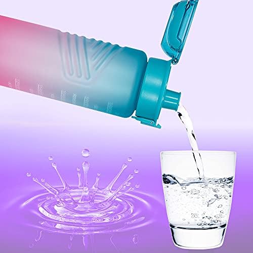 Allfourior 32oz Víz Palack Alkalommal Inni – Víz Üveg Időt Jelölő & Cserélhető Szűrő Víz Tracker Üveg BPA Mentes & szivárgásmentes,