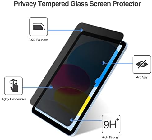 ProCase iPad 10 Generáció 10.9 2022 Privacy Screen Protector A2696/A2757/A2777, Anti-Spy Edzett Üveg Film Őr iPad 10.9 10