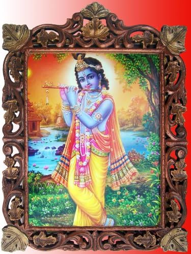 Gyermek Krishna Úr Játszik a Fuvola Erdei Posztert, Festményt, a Fa Kézműves Keret