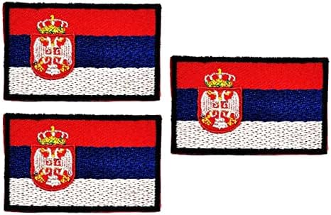 Mini Ország Szerbia Zászló Patchse Beállítva. Szerbia Zászló Vas A Patch Nemzeti Zászló Taktikai Jelvény Applied Motívum