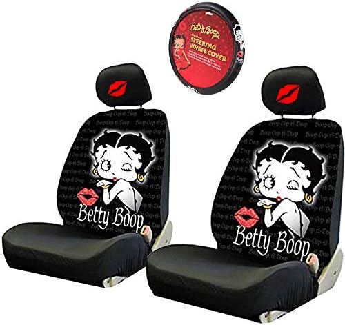 Yupbizauto Új Betty Boop Időtlen Első Alacsony Vissza Autósülés & Kormánykerék-Fedezze Hímzés Csók Fejtámla Fedelet (Minden)