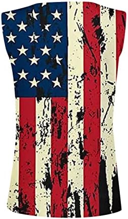 Amerikai Zászló Tank Felső Női július 4-Ing Gomb V-Nyak Hazafias Tankok Ing Summe Ujjatlan Aranyos Grafikus Póló
