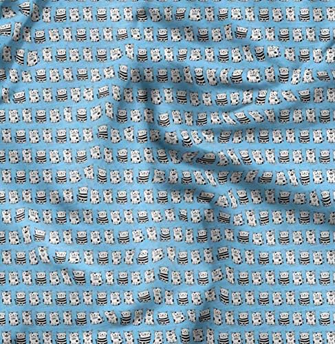 Soimoi Kék Pamut Jersey Anyagból Macska Állat Print Szövet által Udvaron 58 cm Széles