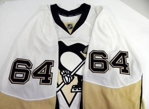2013-14 Pittsburgh Penguins Clark Seymour 64 Játék Kiadott Fehér Jersey 58 0 - Játék Használt NHL-Mezek