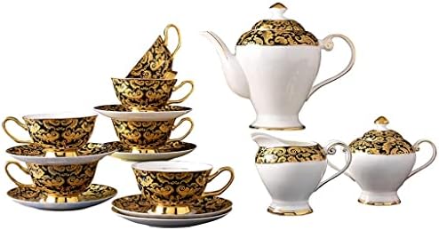SDFGH 15 Db Klasszikus Stílusú Kerámia Teás Készlet Arany Porcelán Italt Meghatározott Délutáni Tea 6 Személy