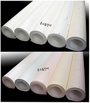 Hagyományos koreai Eperfa Papír HanJi Roll Különböző Színek & Foltok Szálak Textúra Fehér 40.9 x 629.9