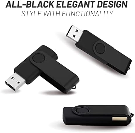 Vixelle 2 Csomag 16 GB nagysebességű USB 3.0 pendrive – Stílusos, teljesen Fekete 360° Forgatható Fém USB pendrive-okat a