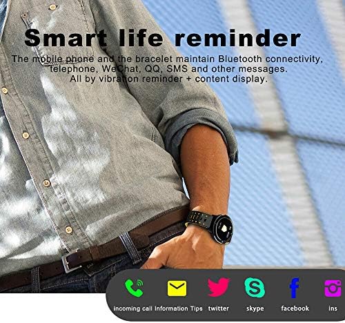 Új Intelligens Karóra pulzusmérő Fitness Tracker Karkötő iPhone Android (Fekete)