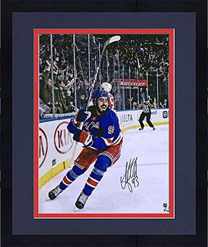 Keretes Mika Zibanejad New York Rangers Dedikált 16 x 20 5-Cél a Játék Ünnep Fotó - Dedikált NHL-Fotók