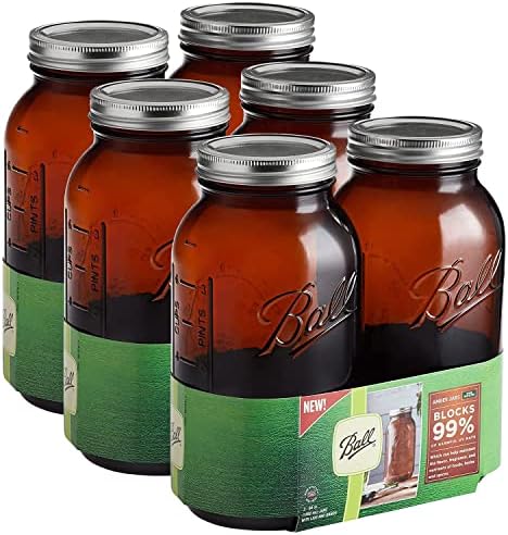 Labda Gyűjtemény Elit 1/2 Liter Széles Szája Amber Canning Üvegek, 6 Pack