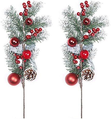 LKXHarleya 2DB Karácsonyi Mesterséges Fenyő Felveszi a Piros Bogyó Ered a karácsonyfa Karácsonyi Koszorú Dekoráció
