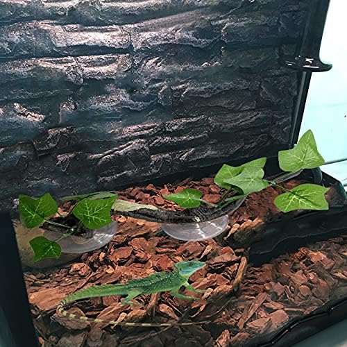PINVNBY Hüllő Sarokban Ág Gyanta Mászni Faág Dekoráció Levelek Terrárium Növény Dekoráció a tapadókorong Gecko Növény Dísz,