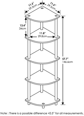 Furinno Turn-N-Cső 5 Szint Sarokban Kijelző Rack 2 Csomag, 2-Komponensű, Columbia Dió/Fekete