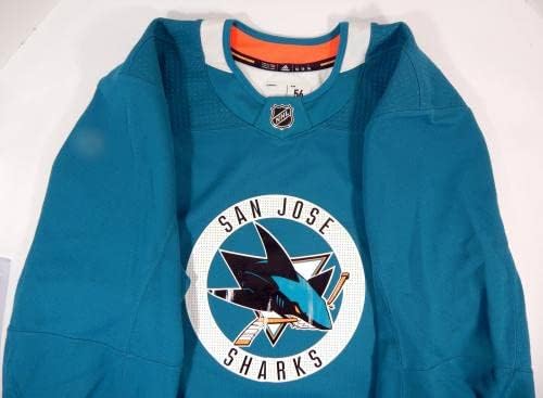 2019-20 San Jose Sharks a Játékban Használt Teal Gyakorlat Jersey Adidas 56 DP42026 - Játék Használt NHL-Mezek