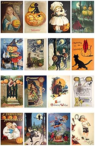 Decoupage Papír Csomag (21 Lap 6x8) Szüreti Halloween FLONZ Vintage Stílusú, Halloween Kép Kártyák Decoupage, Kézműves, valamint
