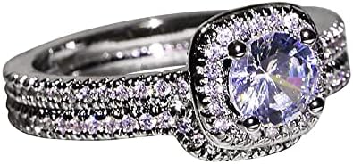 2023 Luxus Cirkon Strasszos Gyűrű Hölgy Elegáns Esküvői Ékszerek, Gyűrű, Ékszerek, Ajándék Menetelő Gyűrűk (Ezüst, 7)