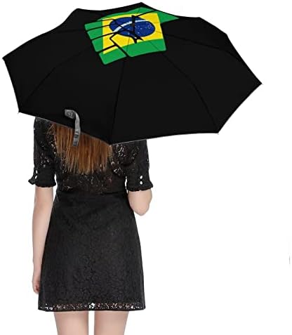 Brazil Zászló Ellenállni Automata Esernyő, Hordozható, Összecsukható Esernyő Anti-UV, Vízálló Szélálló, valamint Utazás Esernyők
