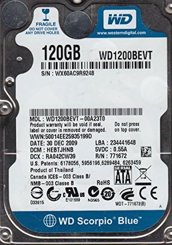 WD1200BEVT-00A23T0 Western Digital 120GB 5400RPM SATA 3.0 gb / s 2,5 hüvelykes Merevlemez-Meghajtó