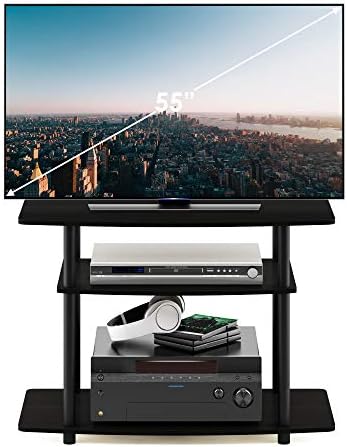 Furinno Turn-N-Cső Nincs Eszközök 3-rétegű Szórakoztató Központ TV-Állvány a TV-akár 32 cm-es, Műanyag, Kerek Cső, Espresso/fekete